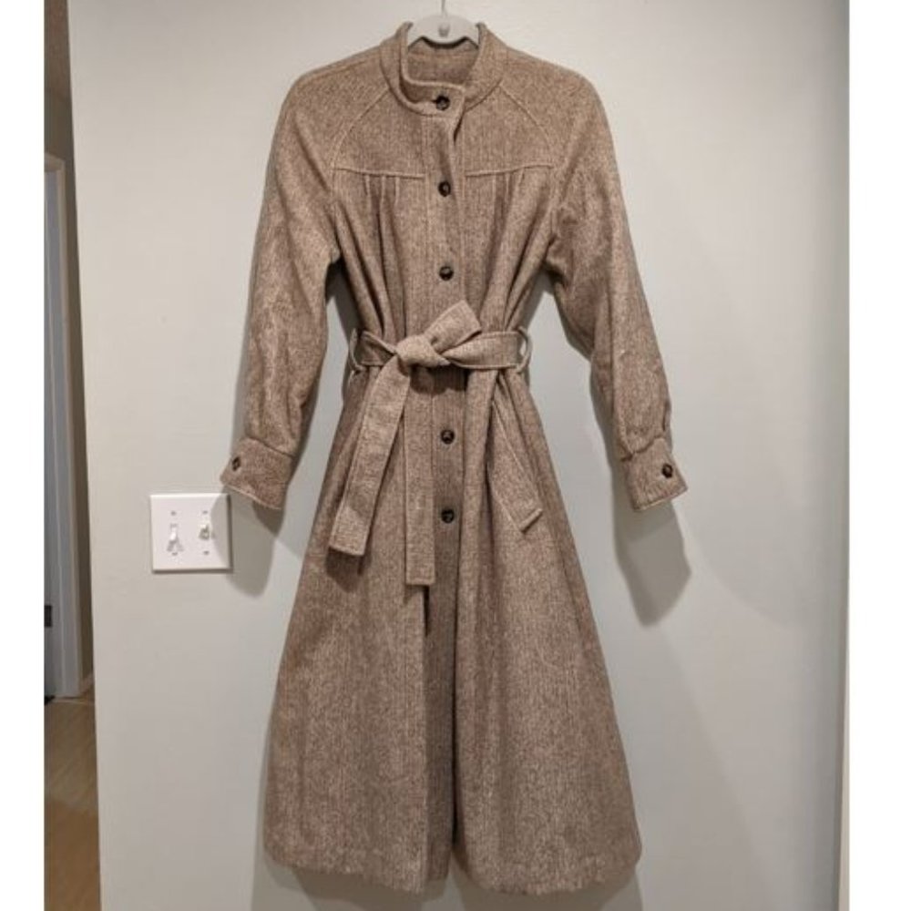 Vintage Tweed Wool Coat w/ Salmon Satin Lining